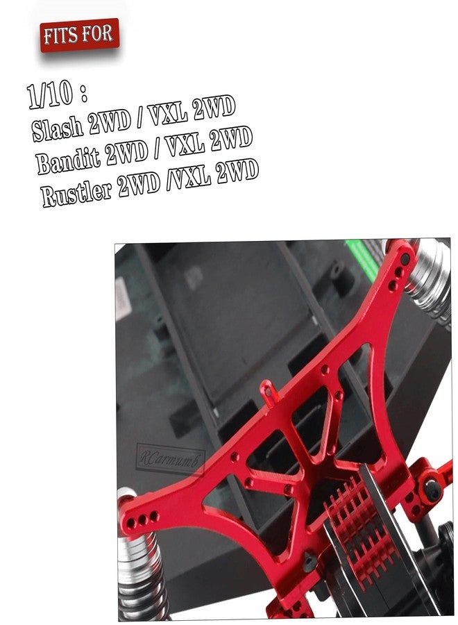 قطع غيار Rcarmumb RC المُحسّنة لسيارات Slash VXL 2WD، وRustler VXL 2WD، وBandit VXL 2WD، وStampede VXL 2WD بمقياس 1/10، طقم أبراج امتصاص الصدمات الأمامية والخلفية من سبيكة معدنية (قطعتان)، بديل للرقم 2530، لون أحمر - Image 2